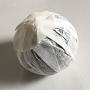 Green Mandarin wrapped in paper