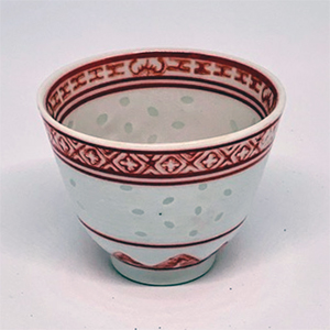 rice grain teacup red upright